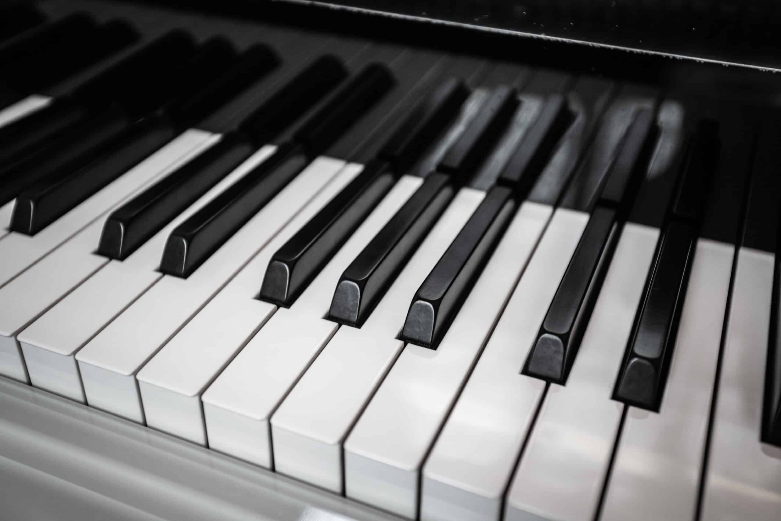 piano keyboard. piano keys viewed from above