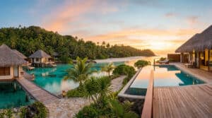 tropical luxury at golden hour